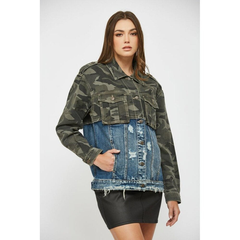 Hidden Jeans REBEL CAMO AND DENIM JACKET Size S/M